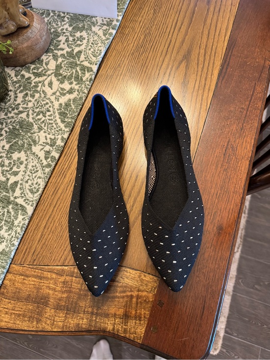 Rothy's Shoes - Rothy’s RETIRED The Point Ivy Polka Dot Black Knit Ballet Flat Size 9 1/2